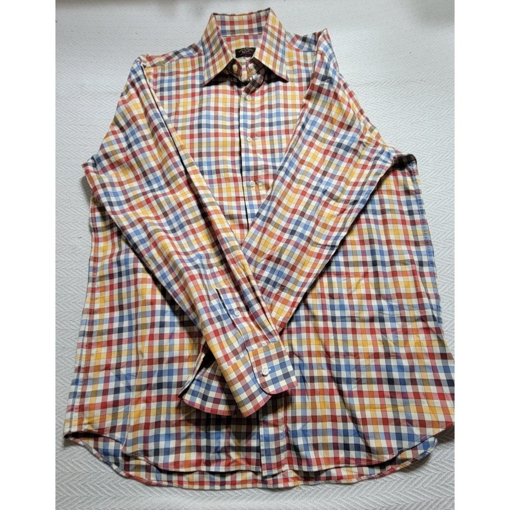 Paul & Shark Yachting Mens Large Multicolor Plaid Check Cotton Shirt L